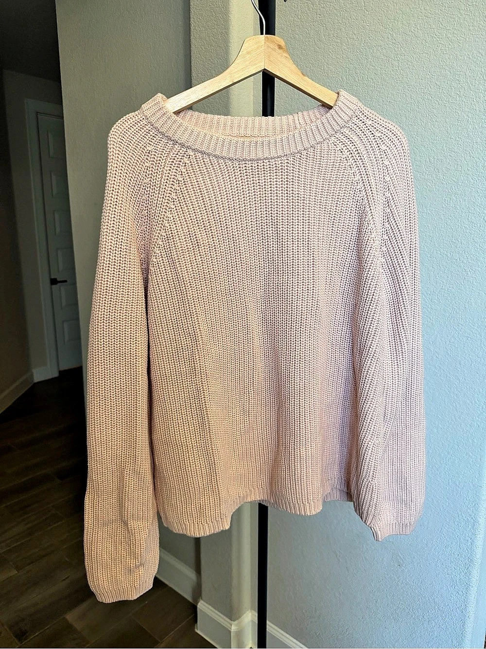 Quince Fisherman Crew Sweater Organic Cotton Sweater Shell Pink XL NWT
